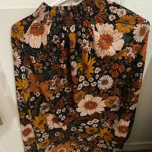 Natural Life Floral Boho Midi Skirt - Elastic Waist - XS